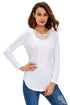 White Crochet Front Long Sleeve Top